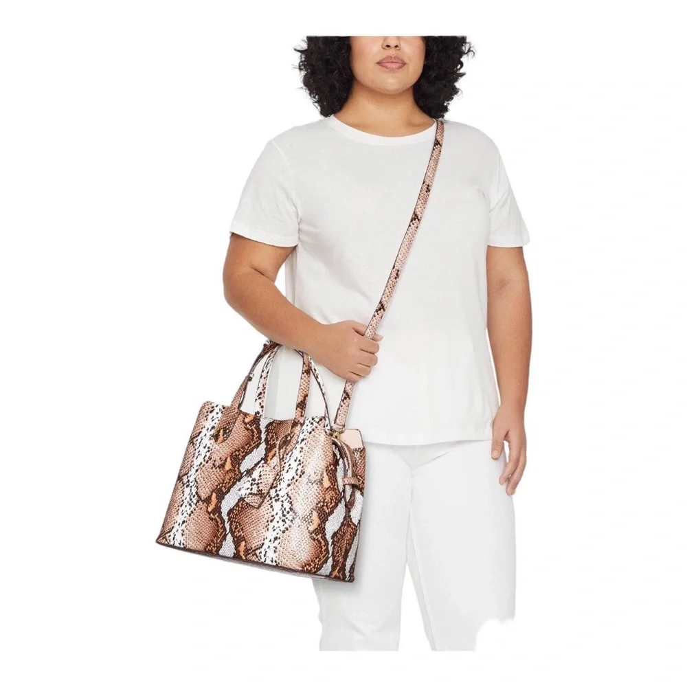 A New Day Snakeskin Print Triple Compartment Satchel Handbag
